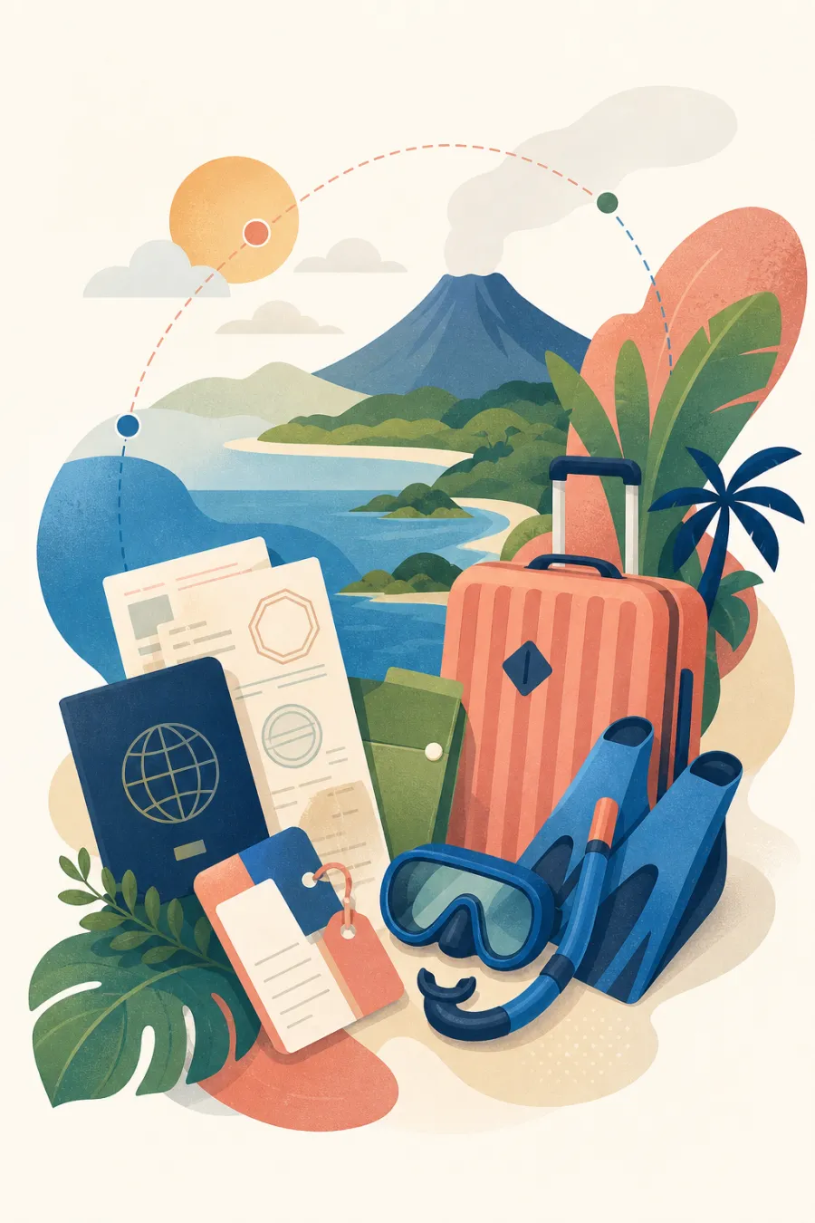 印尼出发前准备抽象旅行图